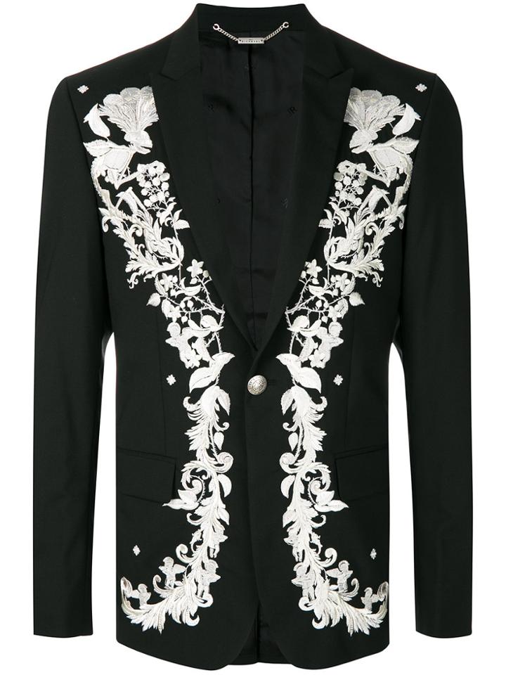 John Richmond Floral Embroidered Blazer - Black