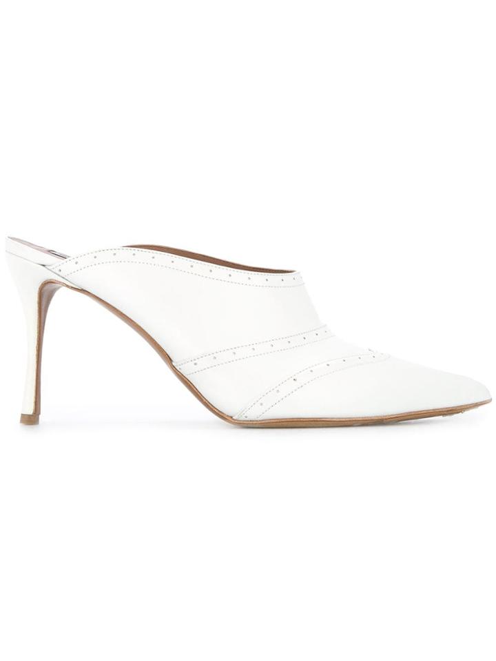 Tabitha Simmons Blade Pointed Toe Mules - White