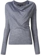 Derek Lam Long Sleeve Sweater With Drape Front - Grey