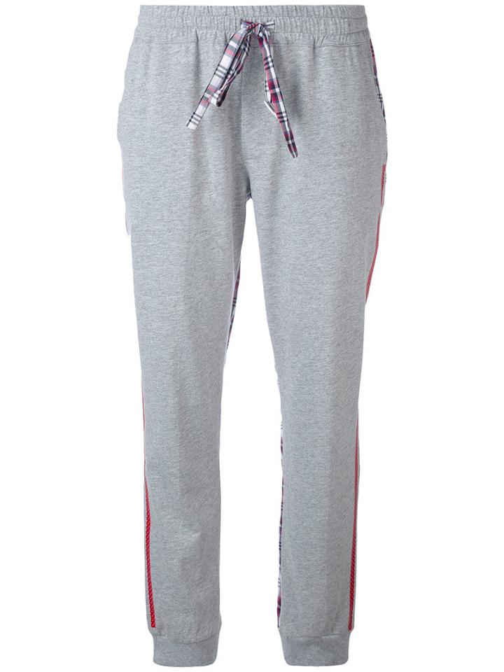 Sold Out Frvr - Checked Sides Jogging Trousers - Women - Cotton - 40, Grey, Cotton