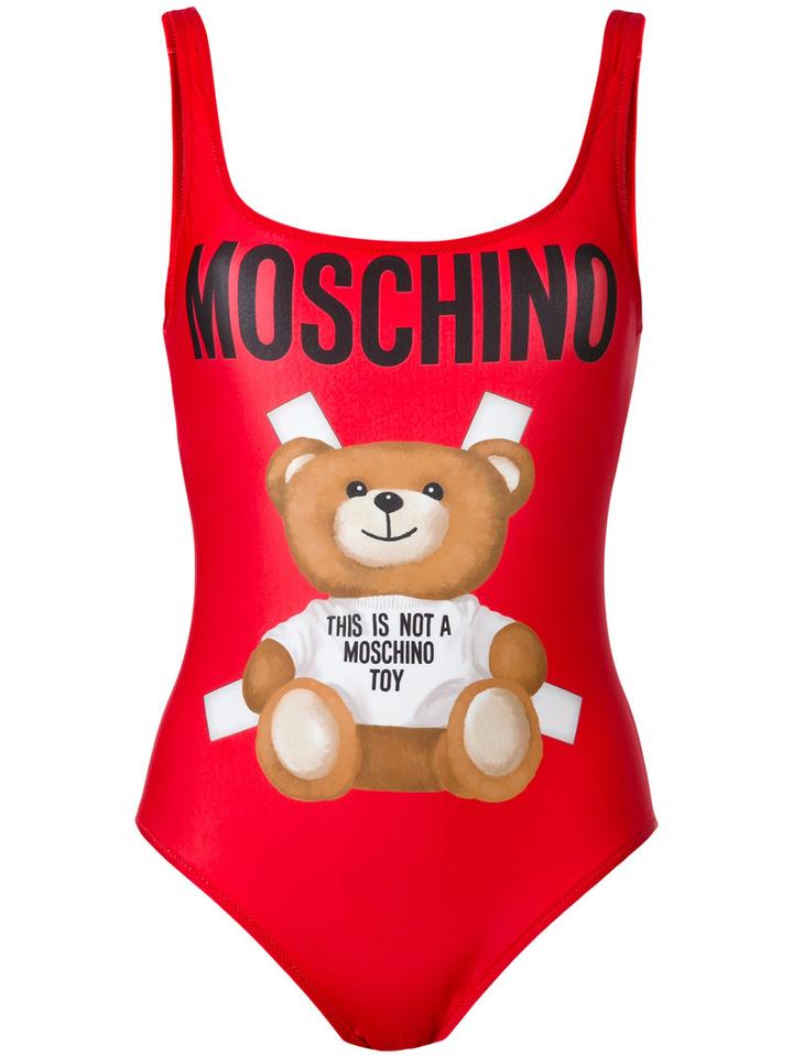 Moschino - Bear Print Swimsuit - Women - Polyester/spandex/elastane - 40, Red, Polyester/spandex/elastane