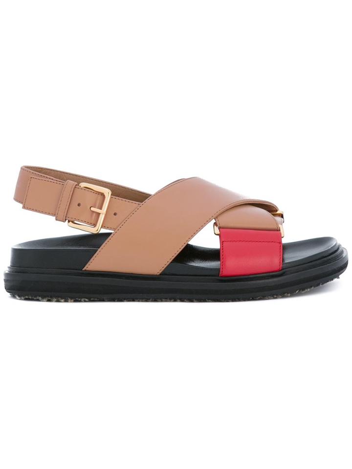 Marni Crossover Fussbett Sandals - Pink & Purple
