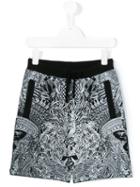 Philipp Plein Kids - Printed Track Shorts - Kids - Cotton - 12 Yrs, Boy's, Black