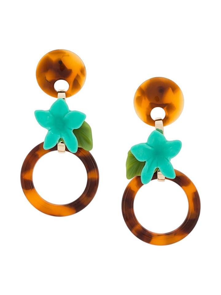 Lele Sadoughi Hibiscus Hoop Earrings - Brown