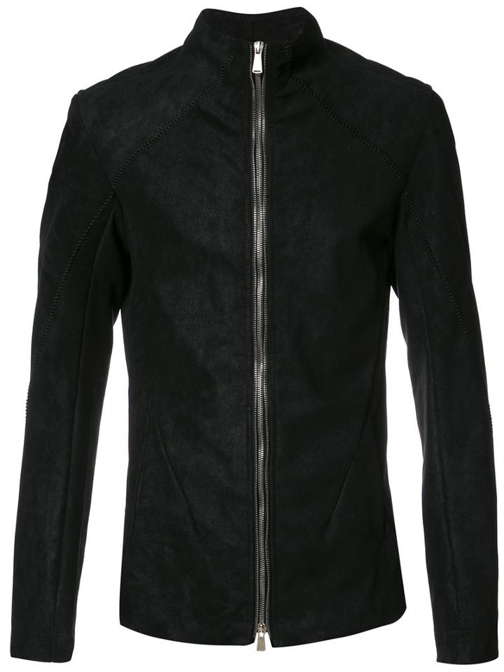 10sei0otto High Neck Zipped Jacket, Men's, Size: Xl, Black, Cotton/spandex/elastane/leather