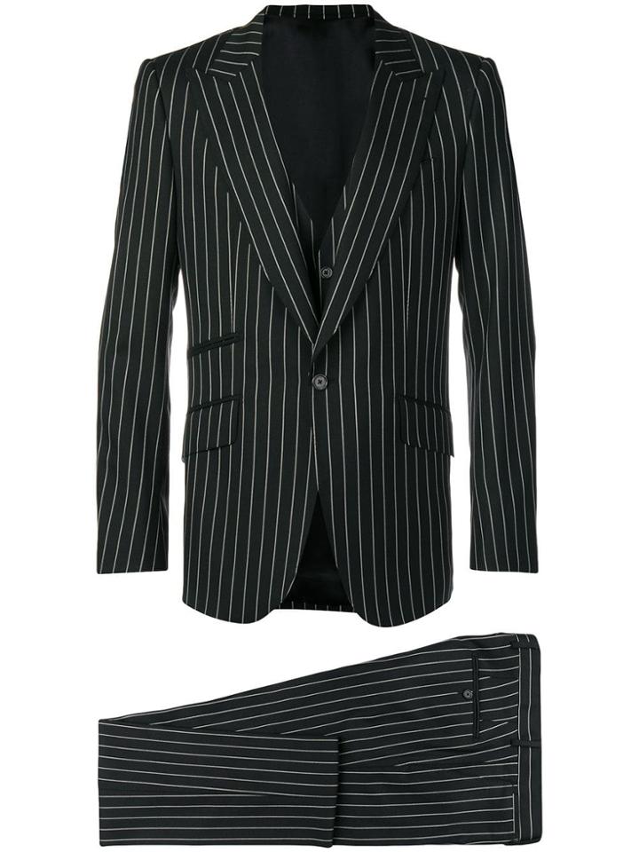 Dolce & Gabbana Pinstriped Three-piece Suit - Black