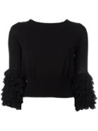 Ermanno Scervino - Tiered Sleeve Jumper - Women - Polyamide/polyester/viscose - 38, Women's, Black, Polyamide/polyester/viscose