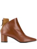 Albano Contrasting Panel Ankle Boots - Brown