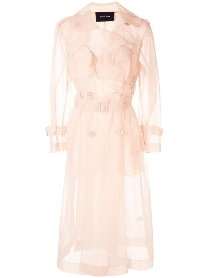 Simone Rocha Sheer Double Breasted Trench Coat - Neutrals