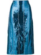 Victoria Victoria Beckham Sequin Embellished Skirt - Blue