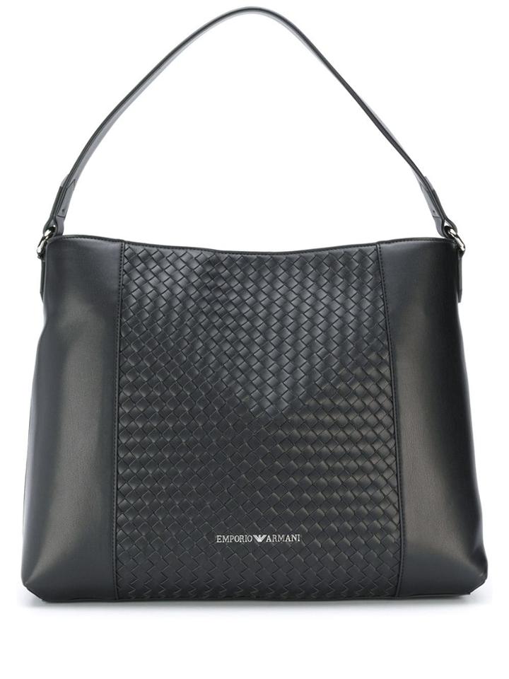 Emporio Armani Woven Panel Tote - Black