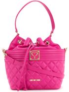 Love Moschino - Quilted Drawstring Shoulder Bag - Women - Polyurethane - One Size, Pink/purple, Polyurethane
