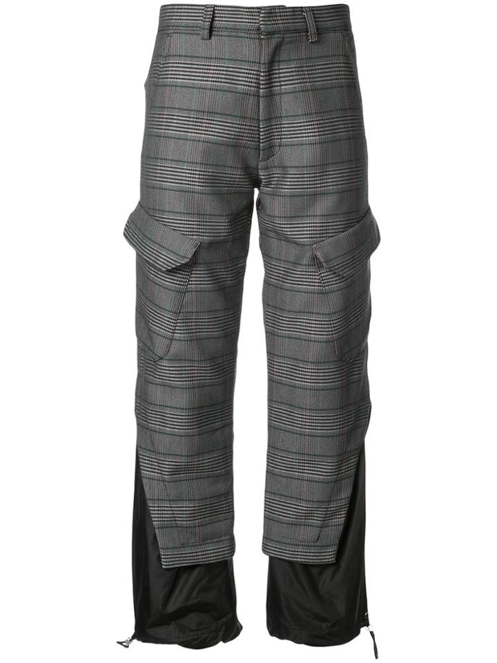 Delada Panelled Checked Trousers - Grey