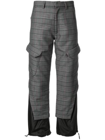 Delada Panelled Checked Trousers - Grey