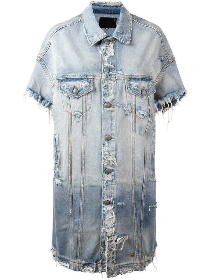 R13 Cut Off Sleeve Jacket, Women's, Size: Xs, Blue, Cotton/spandex/elastane