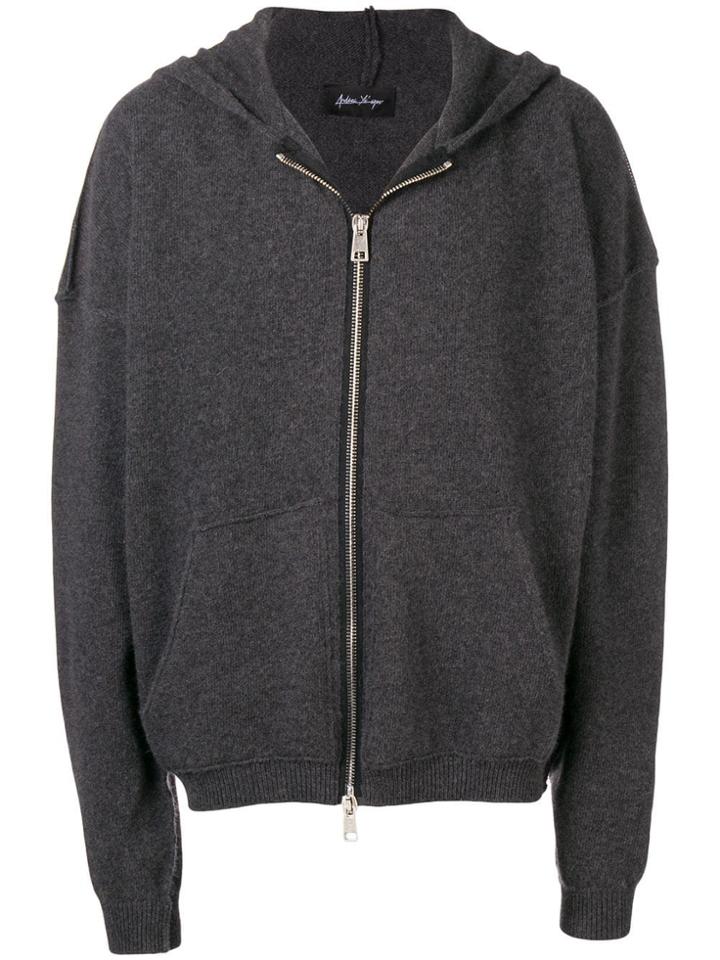Andrea Ya'aqov Zip Knitted Hoodie - Grey