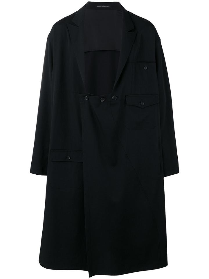 Yohji Yamamoto Double Breasted Coat, Men's, Size: 3, Black, Wool/cupro