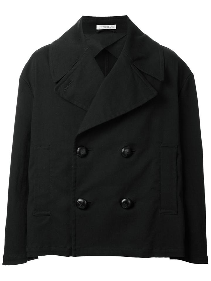 J.w.anderson Oversized Cropped Peacoat, Men's, Size: 44, Black, Cotton