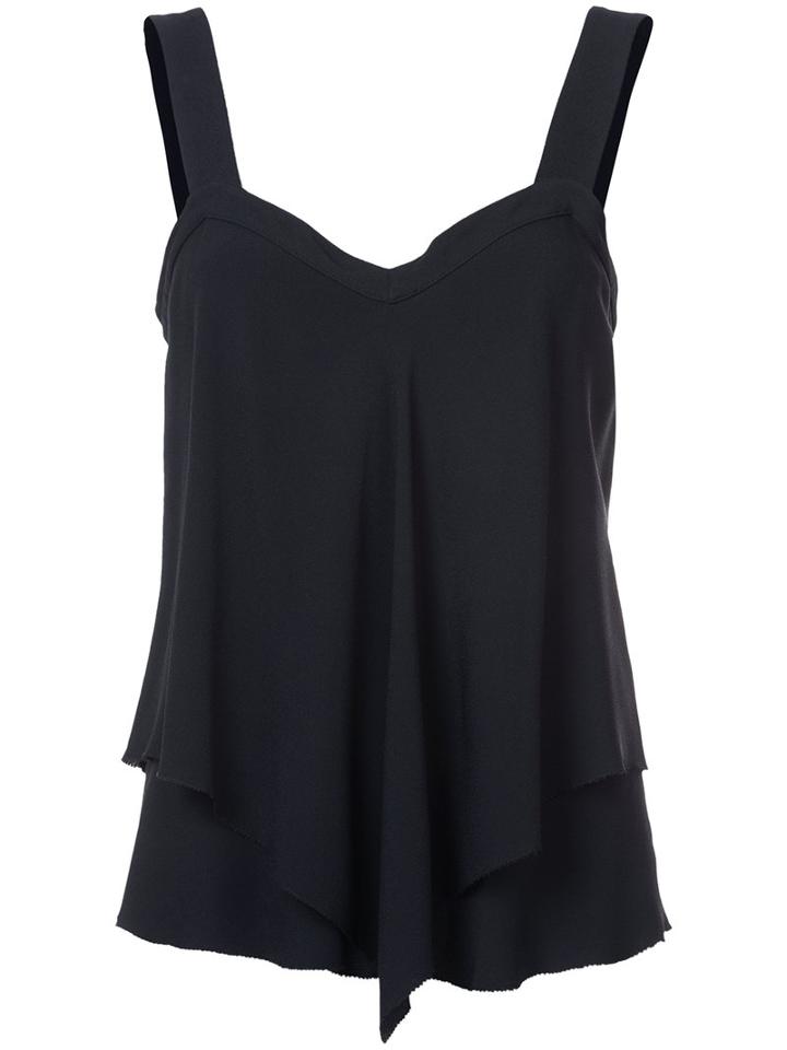 Derek Lam 10 Crosby - Draped Tank Top - Women - Silk/acetate - 2, Black, Silk/acetate