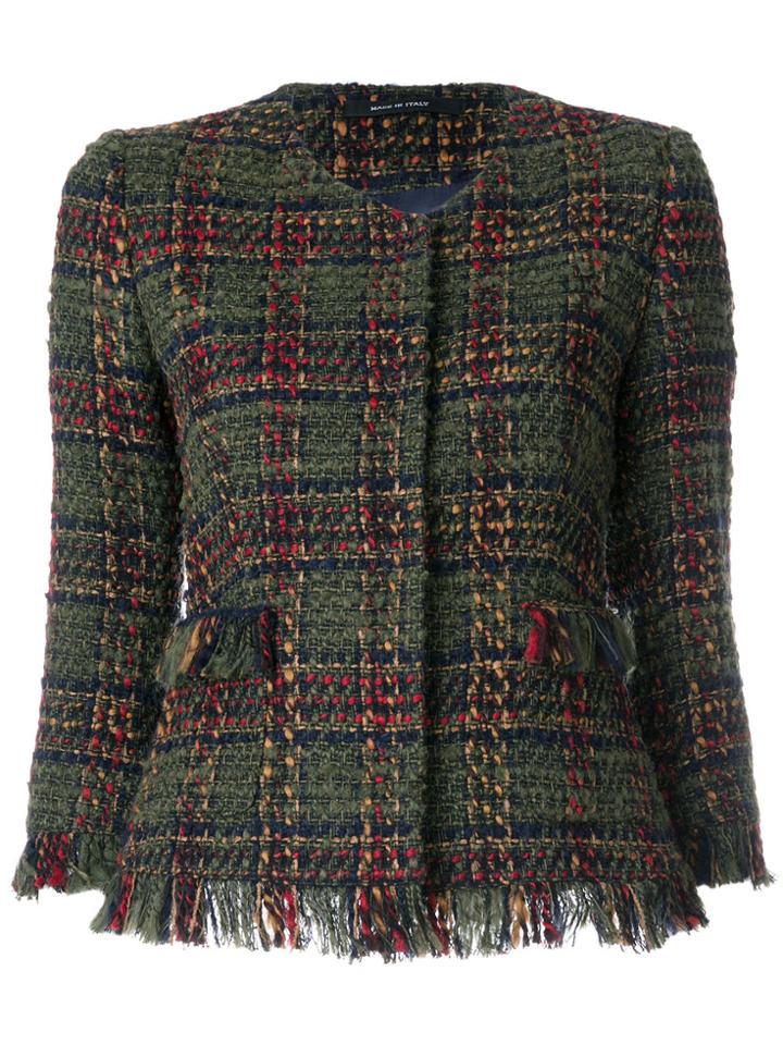 Tagliatore Cropped Tweed Jacket - Green