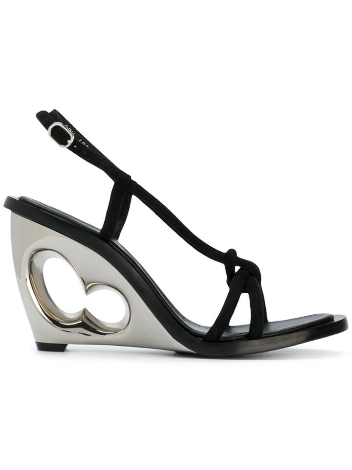 Alexander Mcqueen Structured Heel Sling Back Sandals - Black