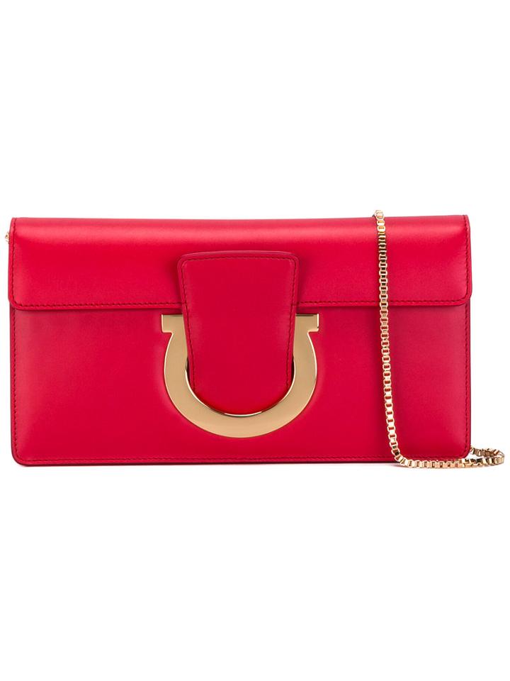 Salvatore Ferragamo Thalia Clutch, Women's, Red, Calf Leather