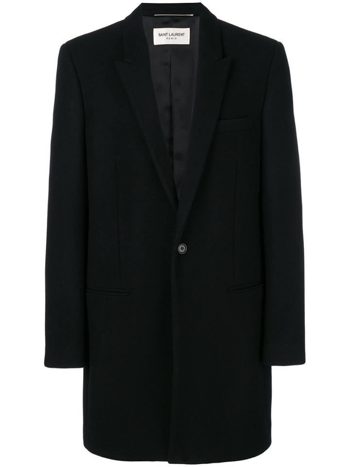 Saint Laurent Single Breasted Coat - Black