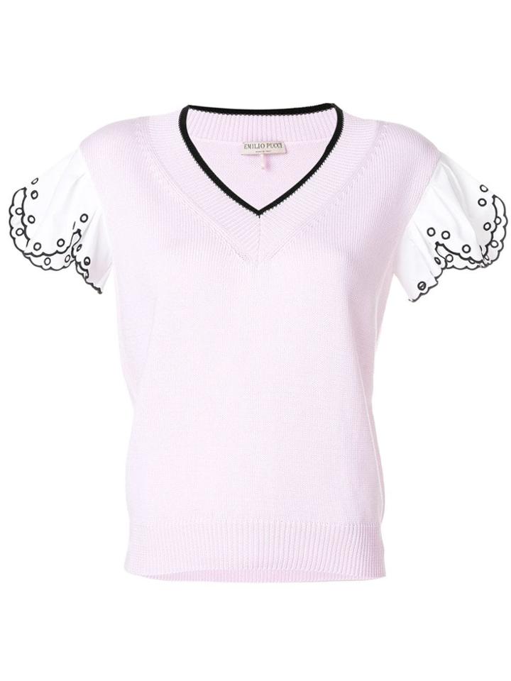Emilio Pucci V-neck Laser Jumper - Pink