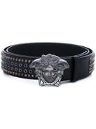 Versace Medusa Studded Belt - Brown