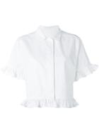 Msgm Ruffled Shortsleeved Shirt, Women's, Size: 42, White, Cotton