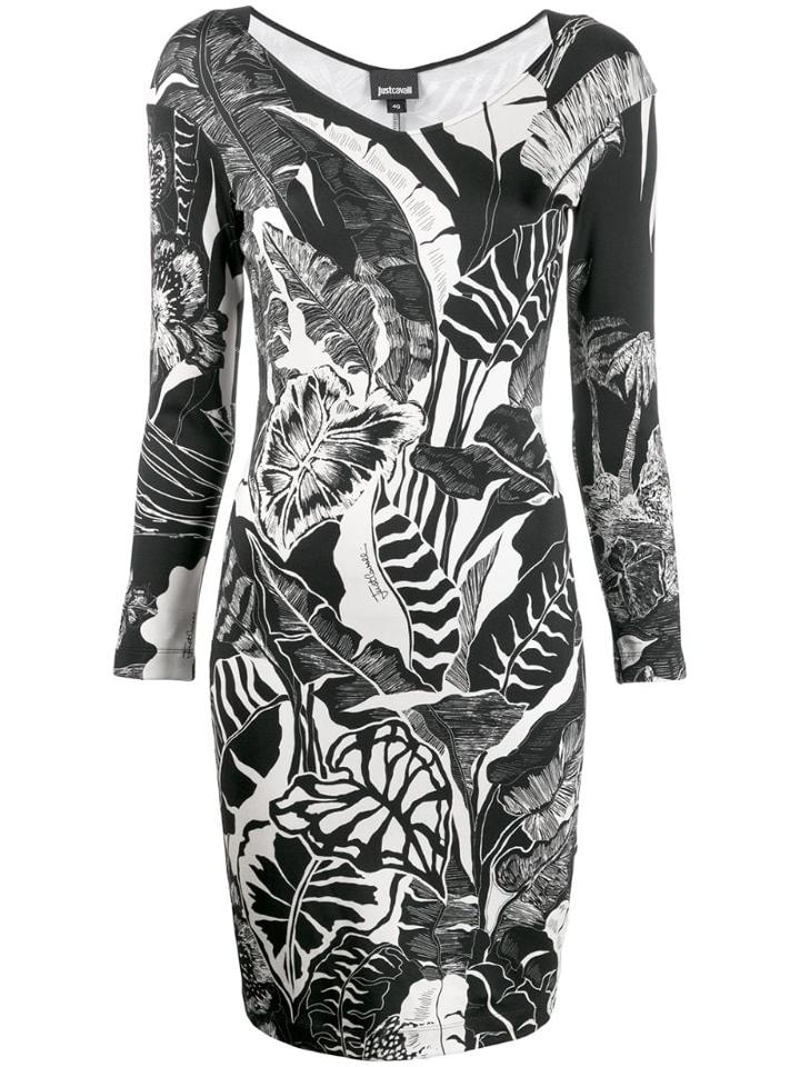 Just Cavalli Leaf Print Dress - Black