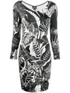 Just Cavalli Leaf Print Dress - Black