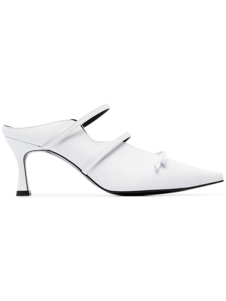 Yuul Yie White Judith 70 Bow Embellished Mules