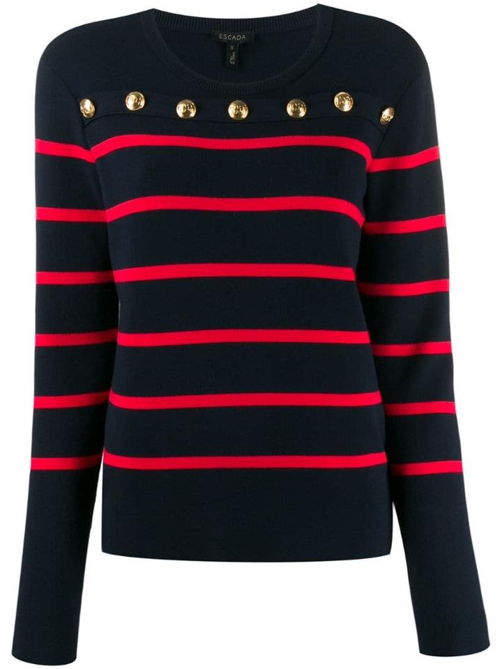 Escada Striped Print Jersey Top - Blue