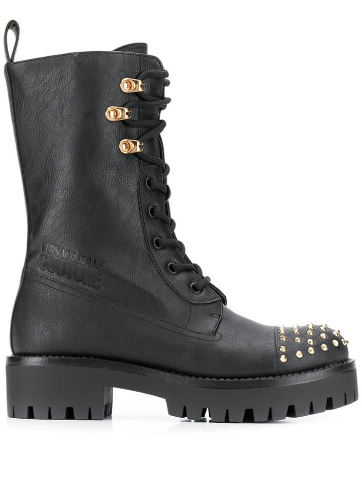 Versace Jeans Couture Studded Combat Boots - Black