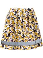Saloni Mesh Panel Abstract Print Skirt, Women's, Size: 12, Yellow/orange, Silk/polyamide/polyester