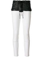 Unravel Project Colour Block Lace-up Jeans - White