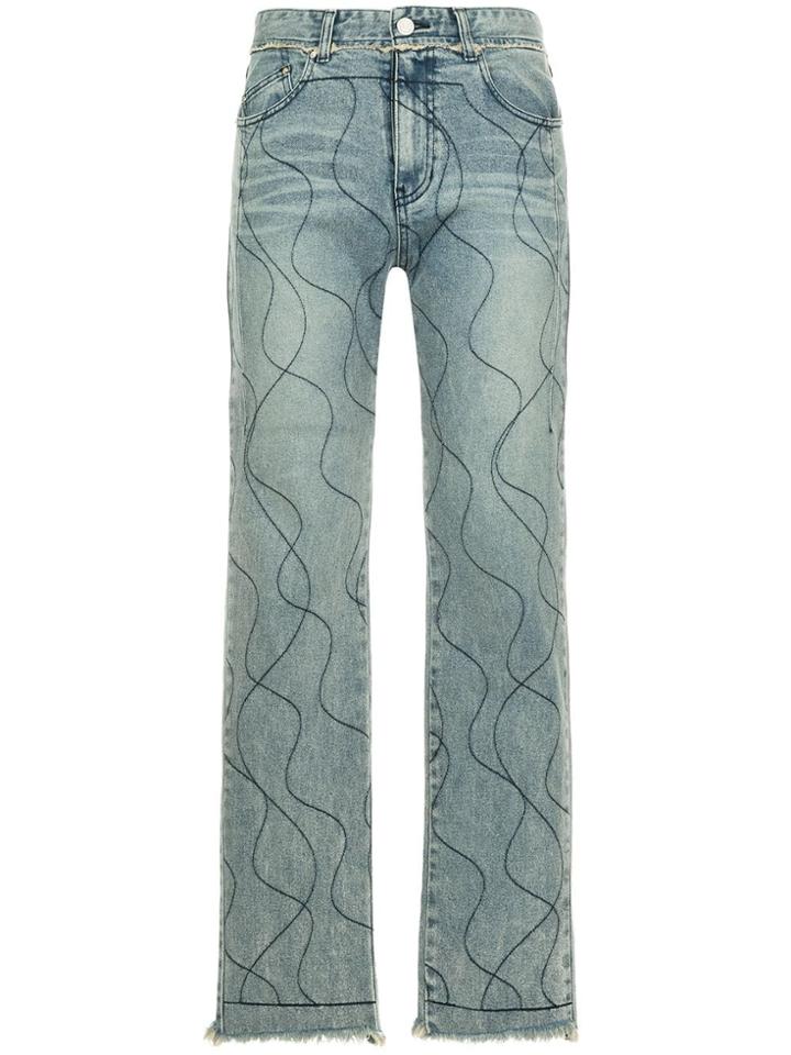 Wooyoungmi Embroidered Straight-cut Jeans - Blue