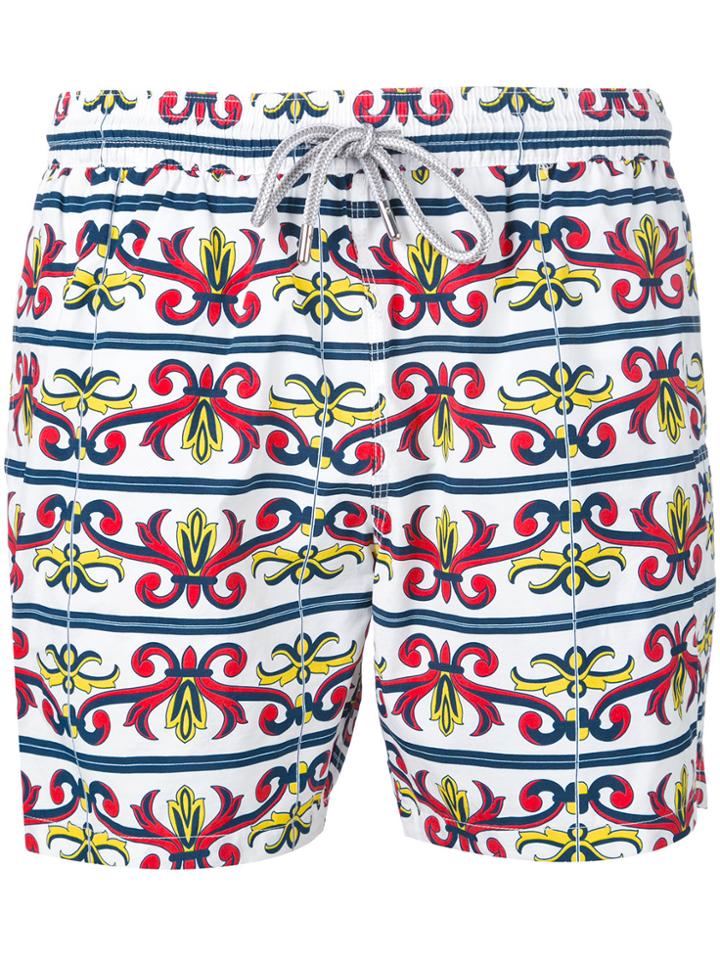Capricode Baroque Print Swim Shorts - White