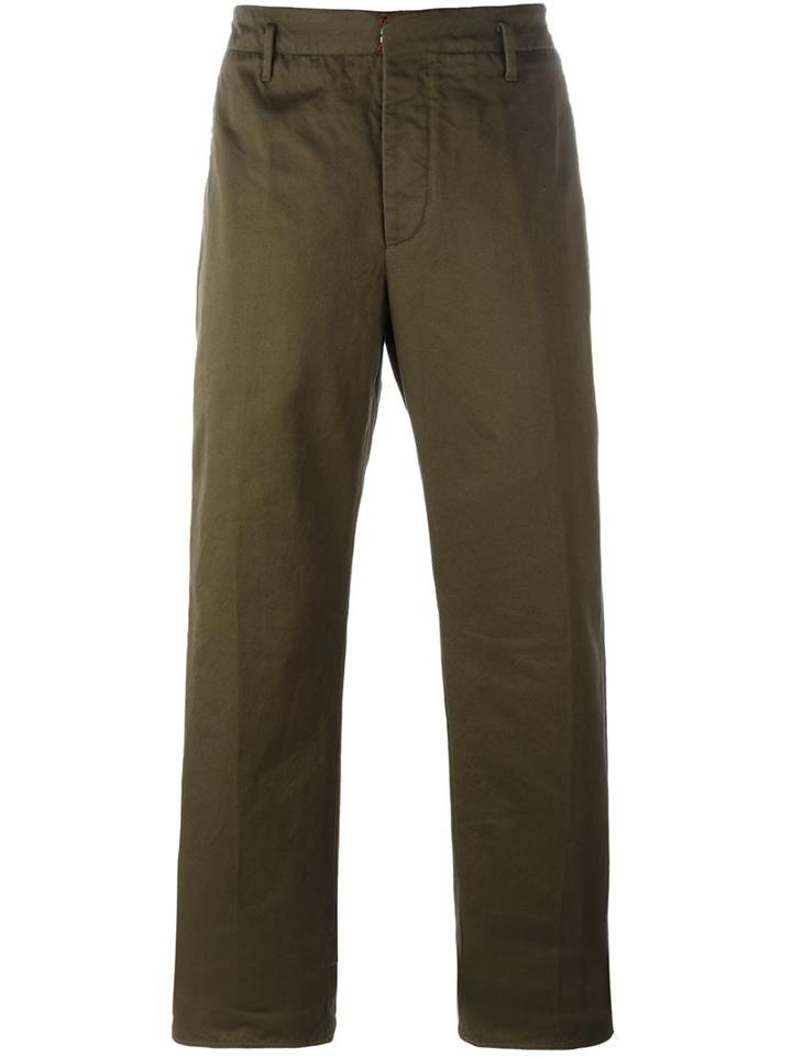 Incotex Chino Trousers, Men's, Size: 48, Green, Cotton
