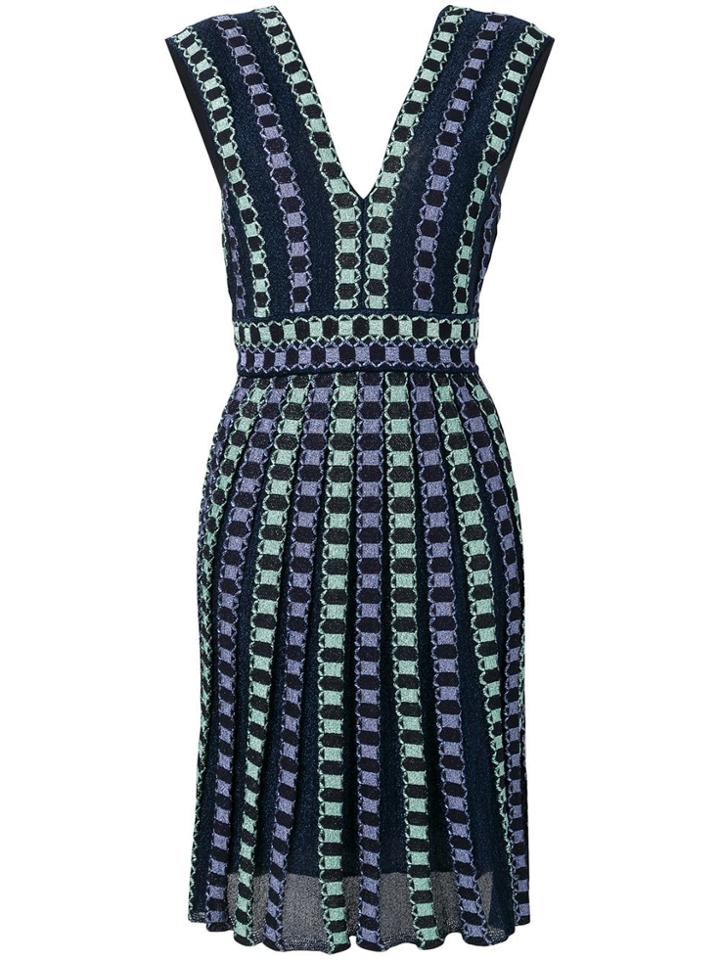 M Missoni Short V-neck Dress - Blue