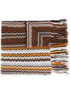 Missoni Chevron Knit Scarf, Women's, Brown, Acrylic/wool