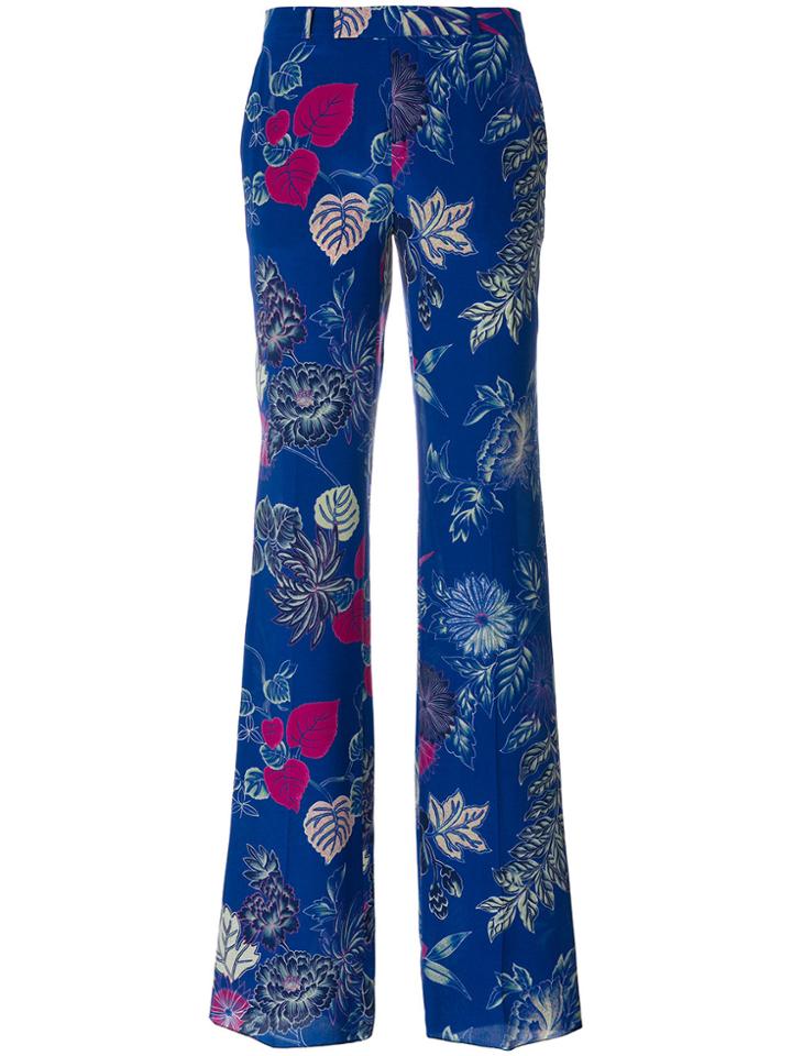 Etro Floral Print Wide-leg Trousers - Blue