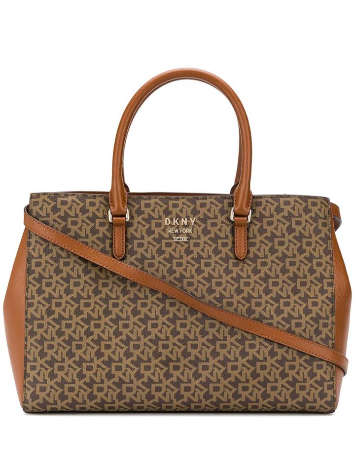 Dkny Repeat Logo Tote Bag - Brown