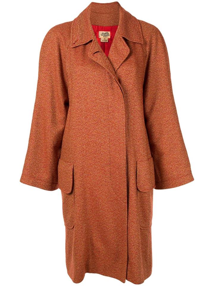 Hermès Pre-owned Cashmere Single-breasted Coat - Orange