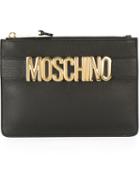 Moschino Logo Plaque Clutch, Women's, Black