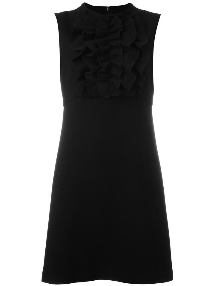 L'autre Chose Ruffled Bib Dress, Women's, Size: 42, Black, Virgin Wool