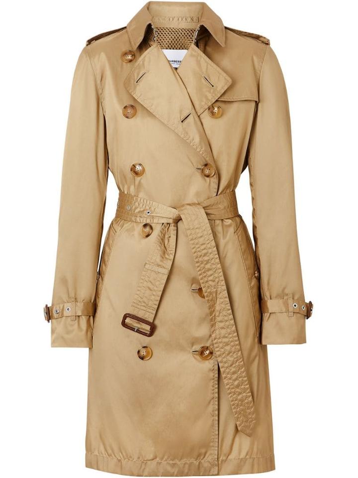 Burberry Detachable Hood Technical Nylon Trench Coat - Brown