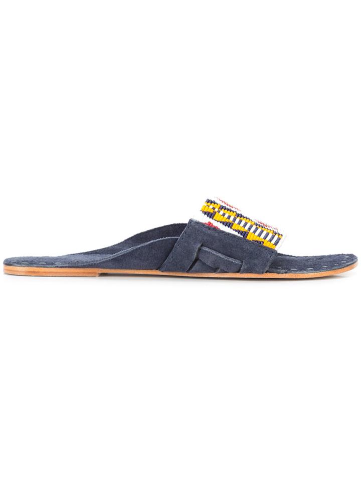 Figue Noona Beaded Diamond Stripe Slides - Blue