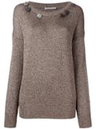 Christopher Kane Gem Embellished Sweater, Women's, Size: Xs, Grey, Polyester/viscose